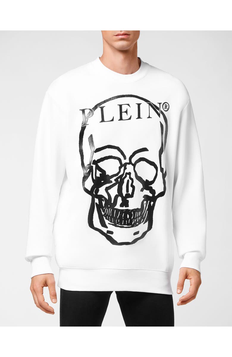PHILIPP PLEIN Sweatshirt Skull And Plein, Main, color, White/Black