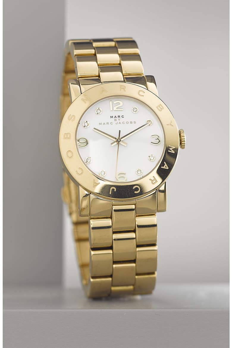 'Amy' Crystal Bracelet Watch, 36mm, Alternate, color, GOLD