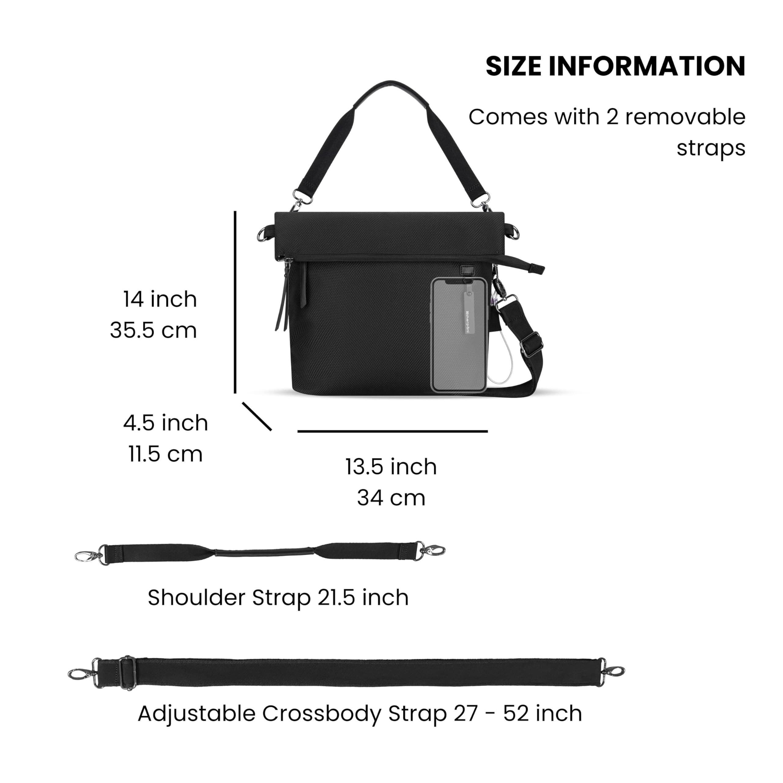 Sherpani Vale Anti-Theft Versatile Crossbody Bag, Fashion Tote Bag, Travel Shoulder Bag, Designer Handbag for Women, Carbon, Alternate, color, Carbon
