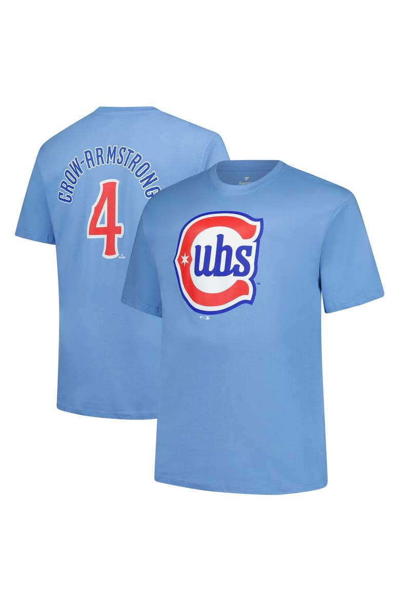 Men's Fanatics Pete Crow-Armstrong Light Blue Chicago Cubs Big & Tall Name & Number T-Shirt, Main, color, Light Blue