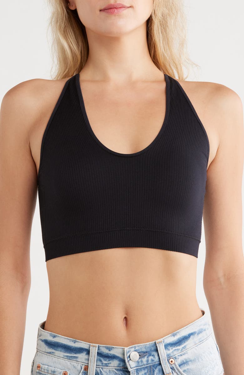 WISHLIST Seamless Scoop Neck Bralette, Main, color, Black