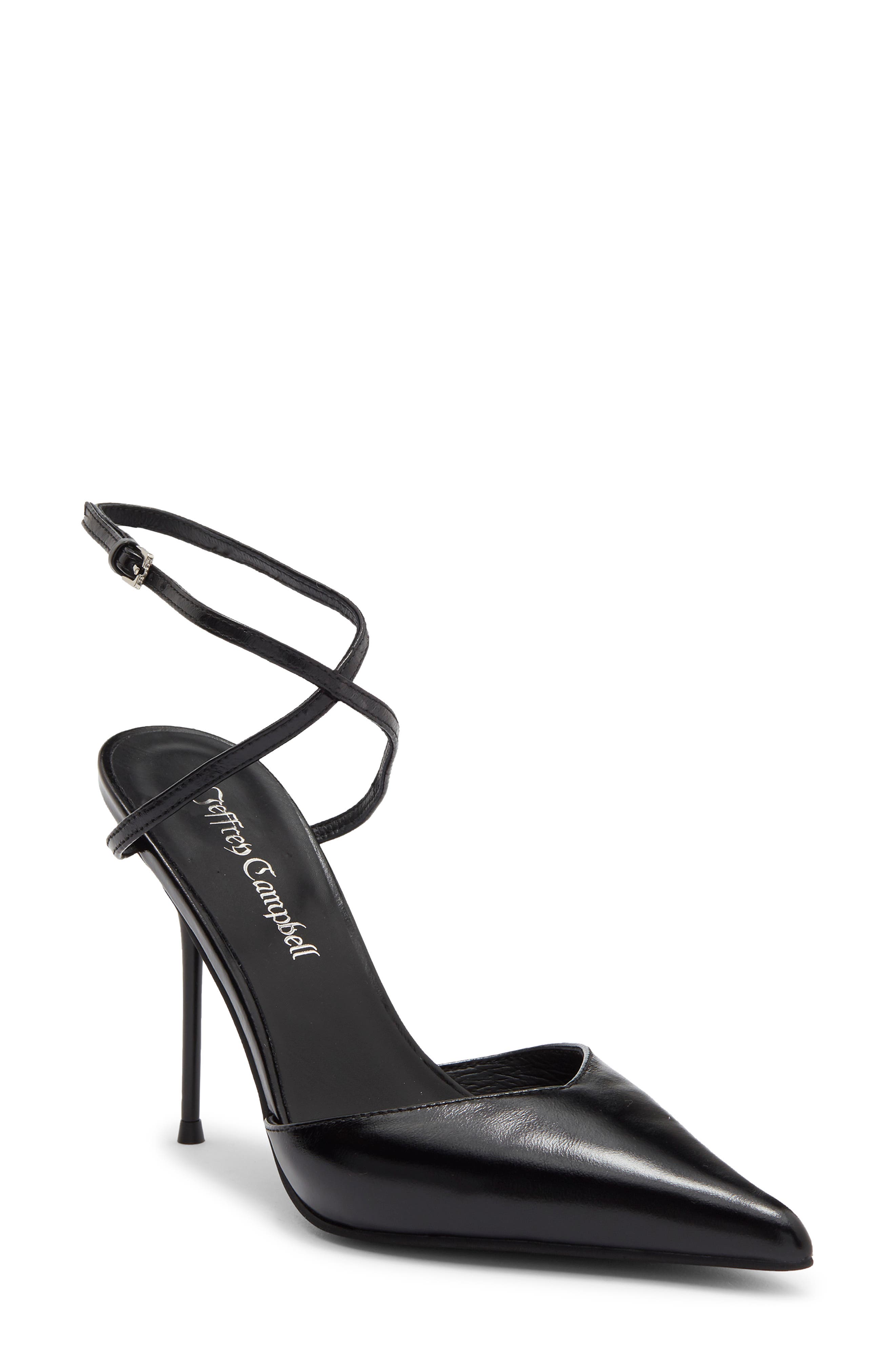 Bordeaux Ankle Strap Pointed Toe Pump, Main, color, BLACK