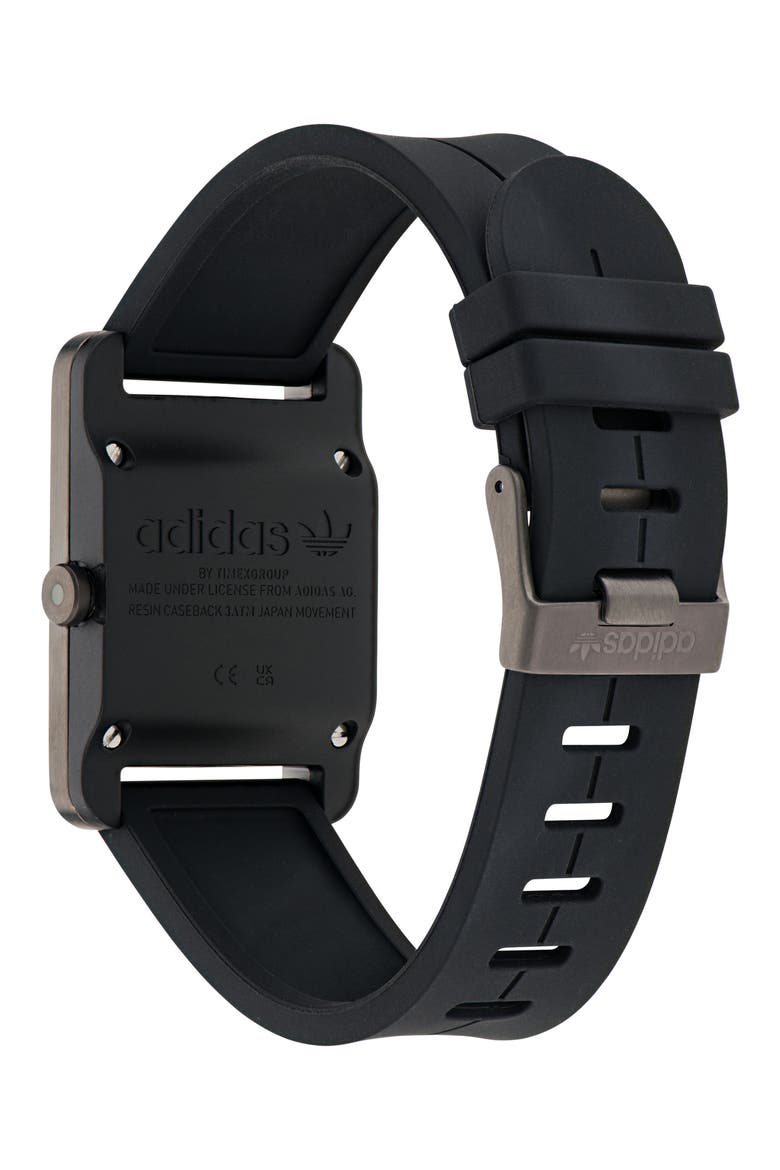 Rectangular Dial Silicone Strap Watch, 31mm, Alternate, color, BLACK