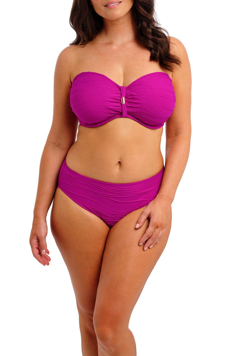 Beach Waves Mid Rise Bikini Bottoms, Alternate, color, BRIGHT FUCHSIA
