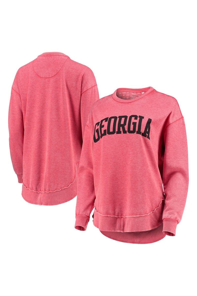 Women's Pressbox Red Georgia Bulldogs Vintage Wash Pullover Sweatshirt, Main, color, Red