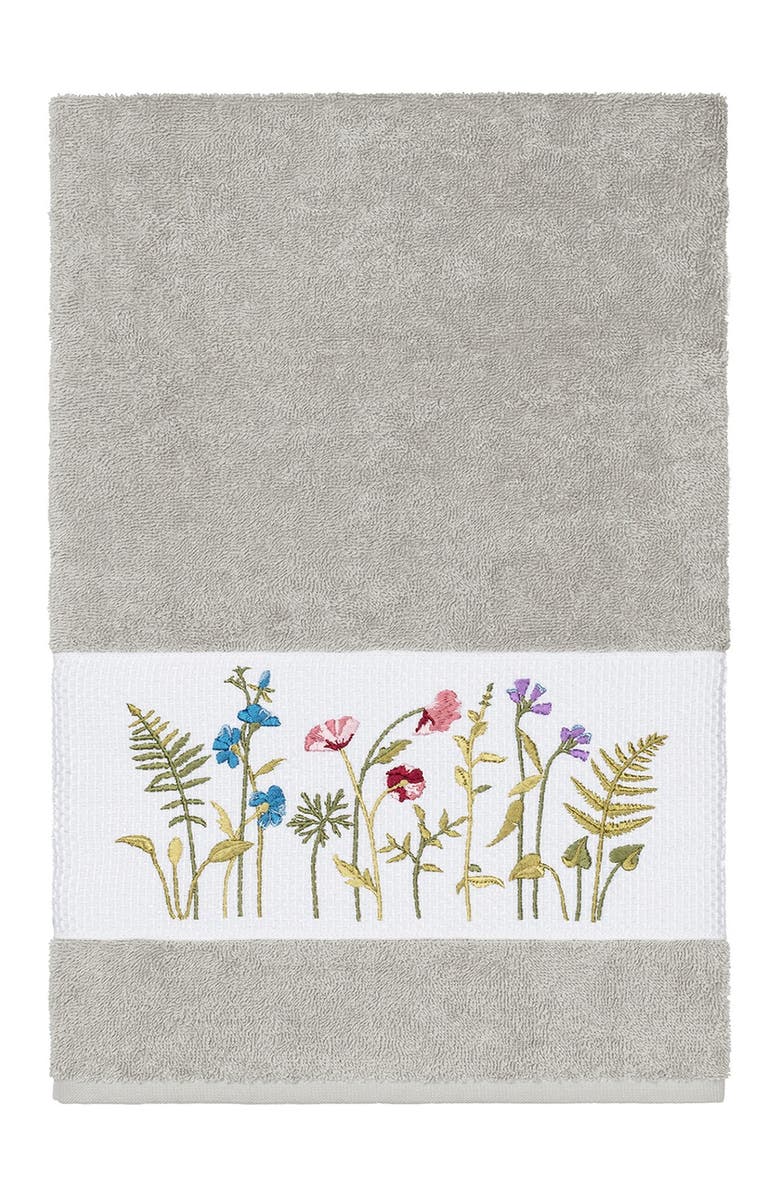 Linum Home Textiles Serenity Embellished Bath Towel - Light Grey, Main, color, Light Grey