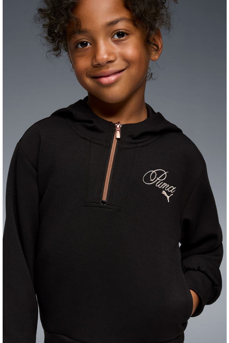 Kids' Bow Society Half Zip Hoodie, Alternate, color, BLACK