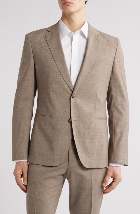 Huge Slim Fit Houndstooth Microcheck Sport Coat