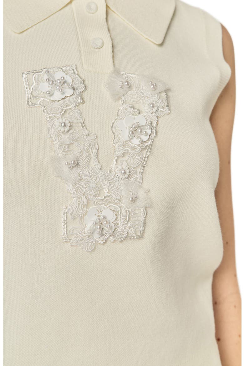 Appliqué Knit Vest, Alternate, color, CREAM
