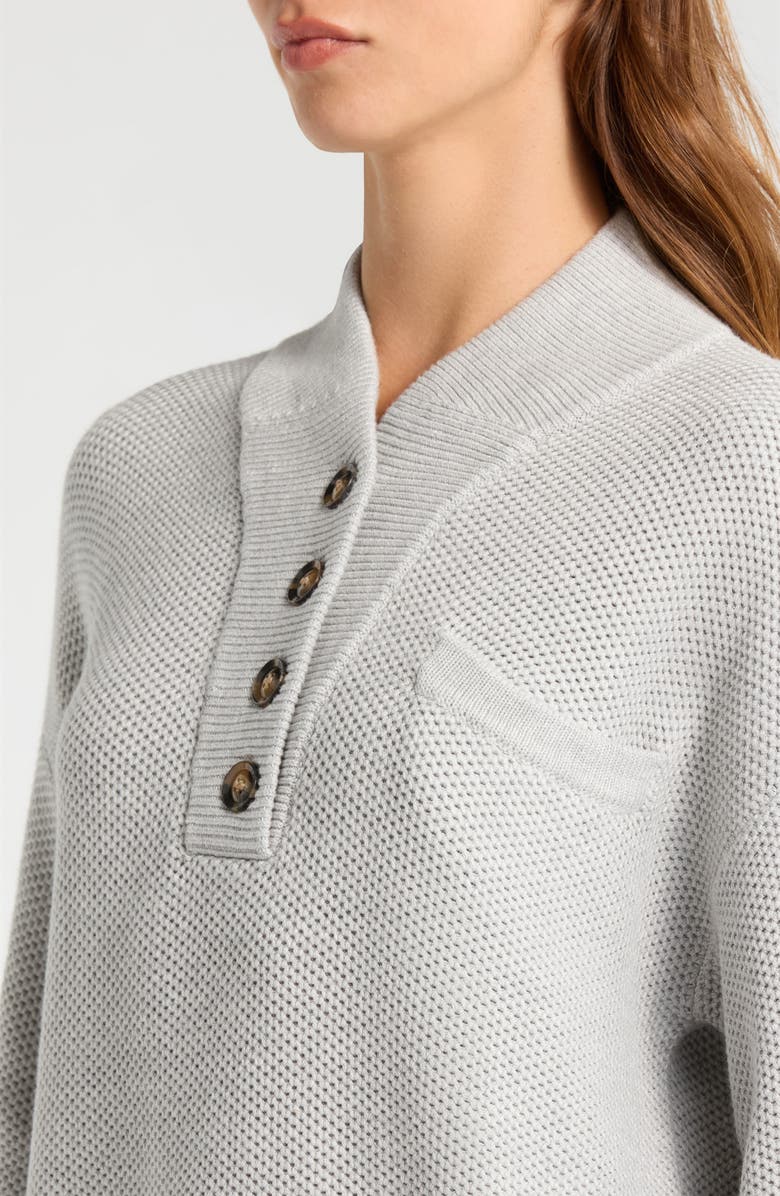 Lunya Cozy Cottonsilk<sup>™</sup> Pocket Henley Sweater, Alternate, color, Mellow Grey Heather