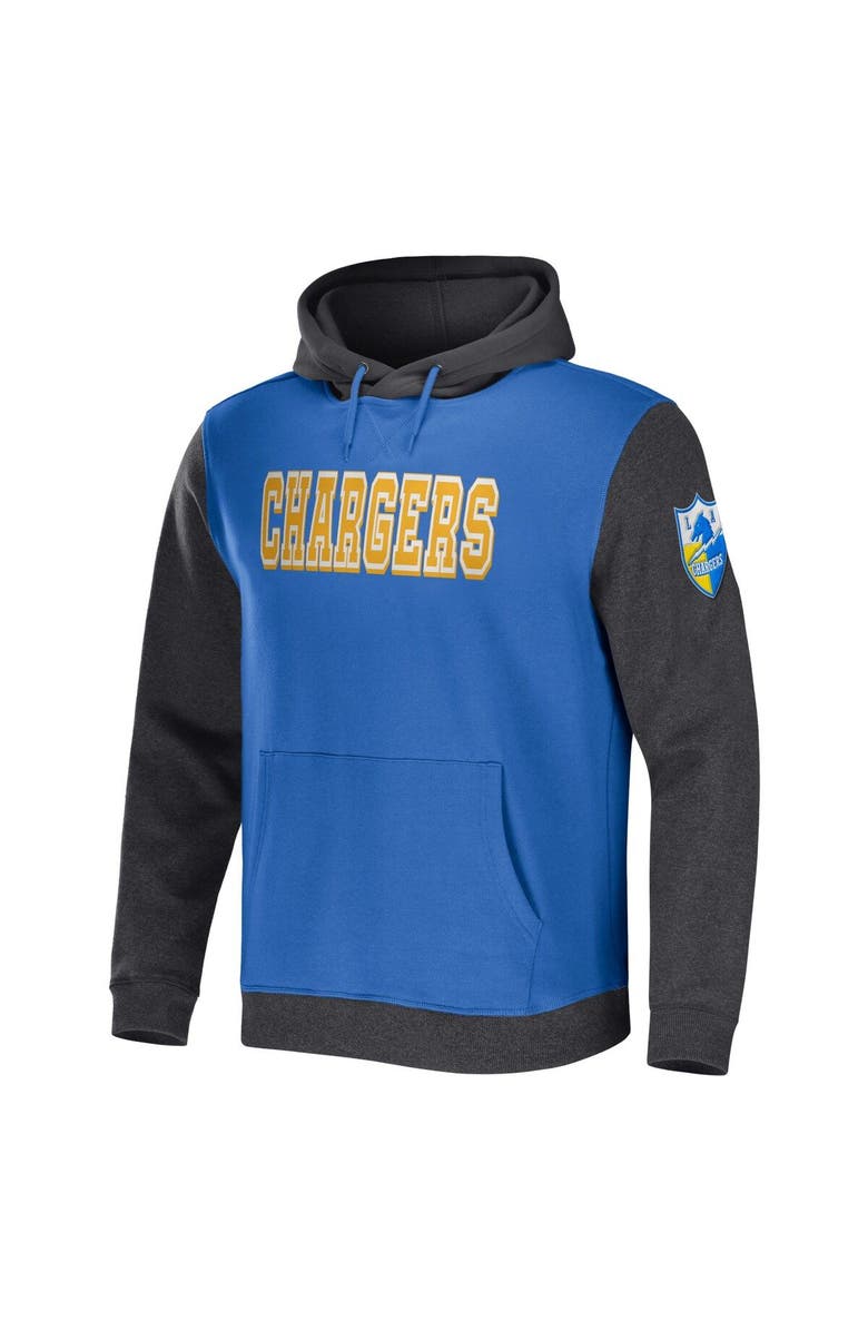 NFL X DARIUS RUCKER Men's NFL x Darius Rucker Collection by Fanatics Powder Blue/Charcoal Los Angeles Chargers Colorblock Pullover Hoodie, Alternate, color,