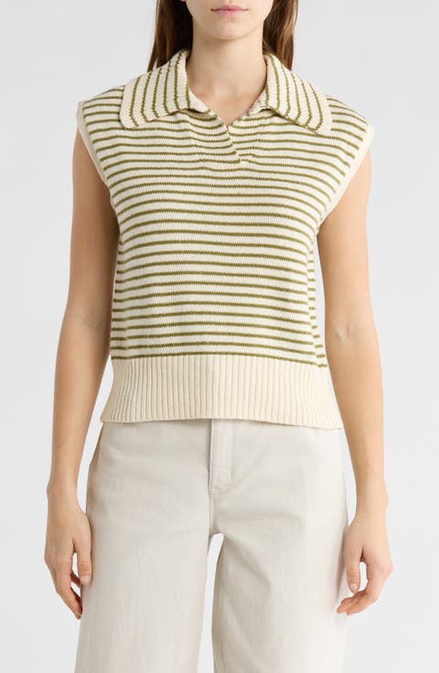Stripe Johnny Collar Sweater