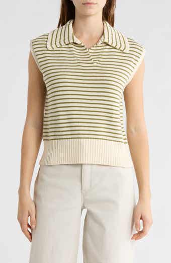 ELIE ELIE TAHARI Stripe Johnny Collar Sweater