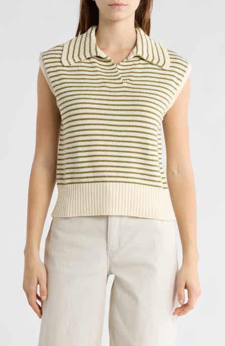 ELIE ELIE TAHARI Stripe Johnny Collar Sweater