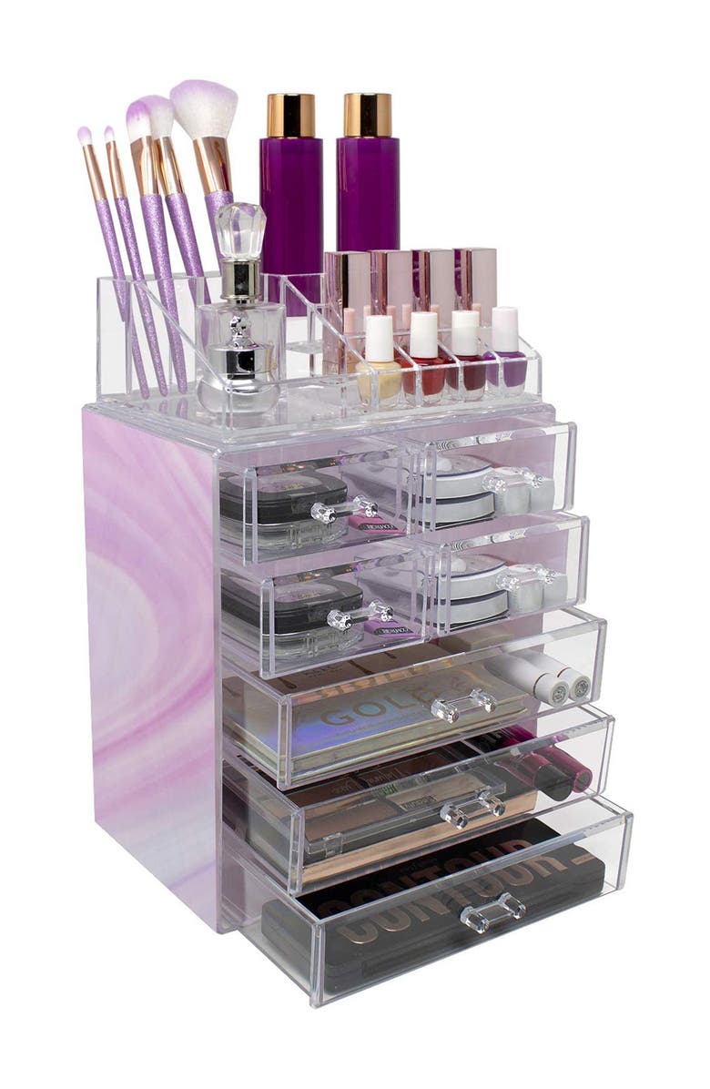 SORBUS Makeup and Jewelry Storage Case Display Set - Tie-Dye, Alternate, color, Tie-Dye