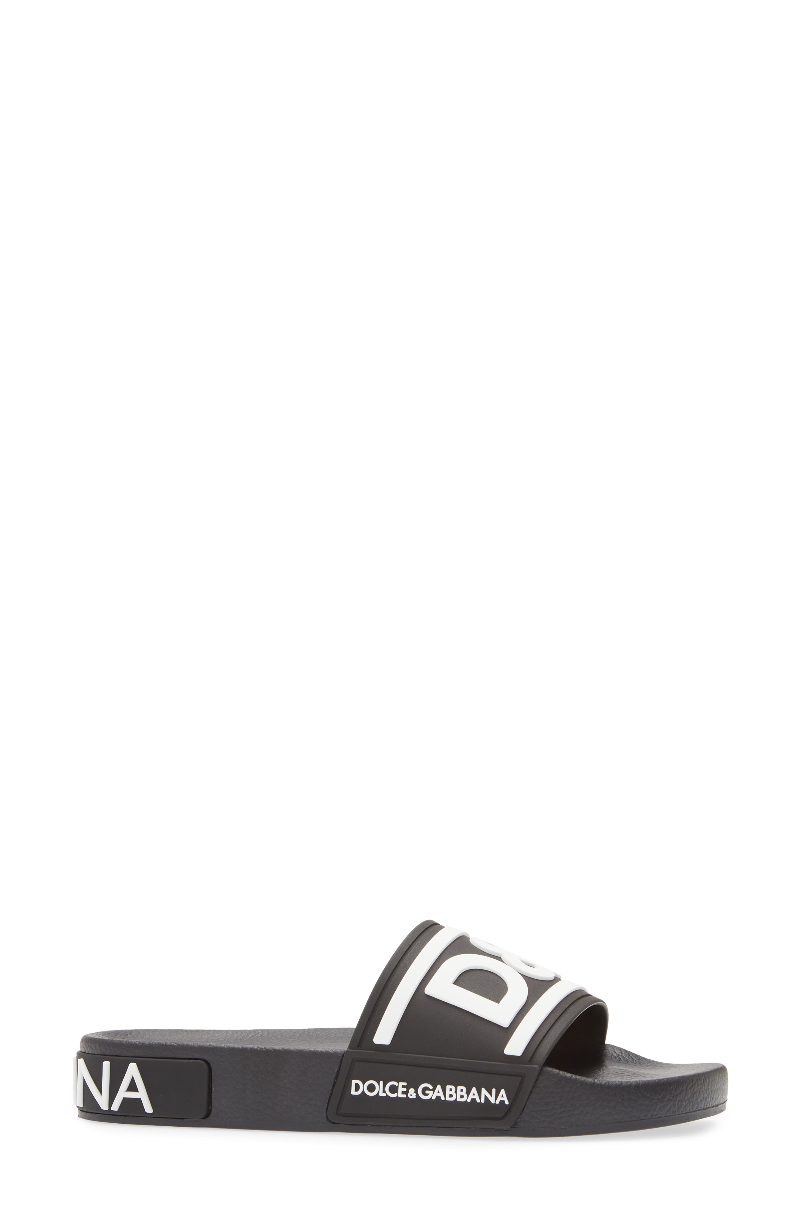 Dolce&Gabbana Logo Slide Sandal, Alternate, color, 