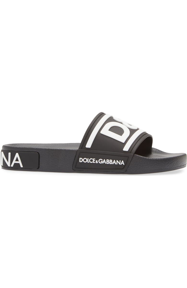 Dolce&Gabbana Logo Slide Sandal, Alternate, color,