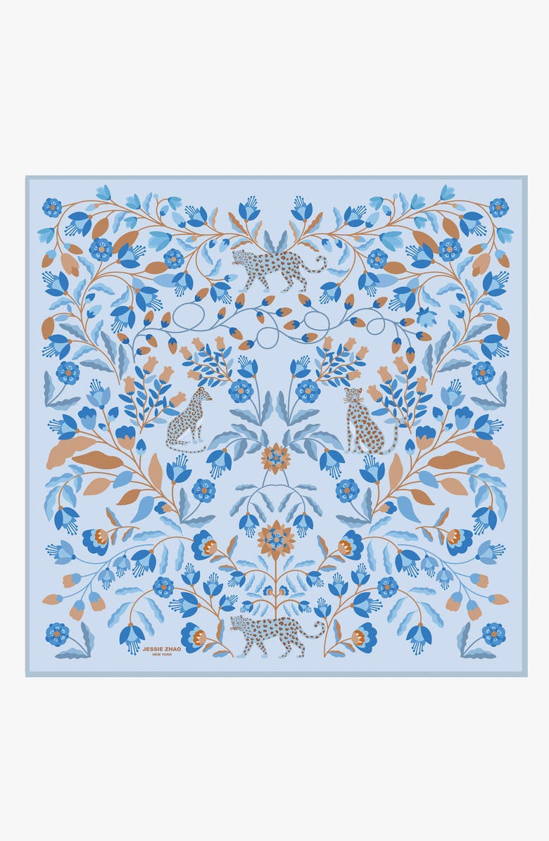 Jessie Zhao New York Double Sided Wool Silk Scarf Of Pink Blossom Jungle, Alternate, color, Pink