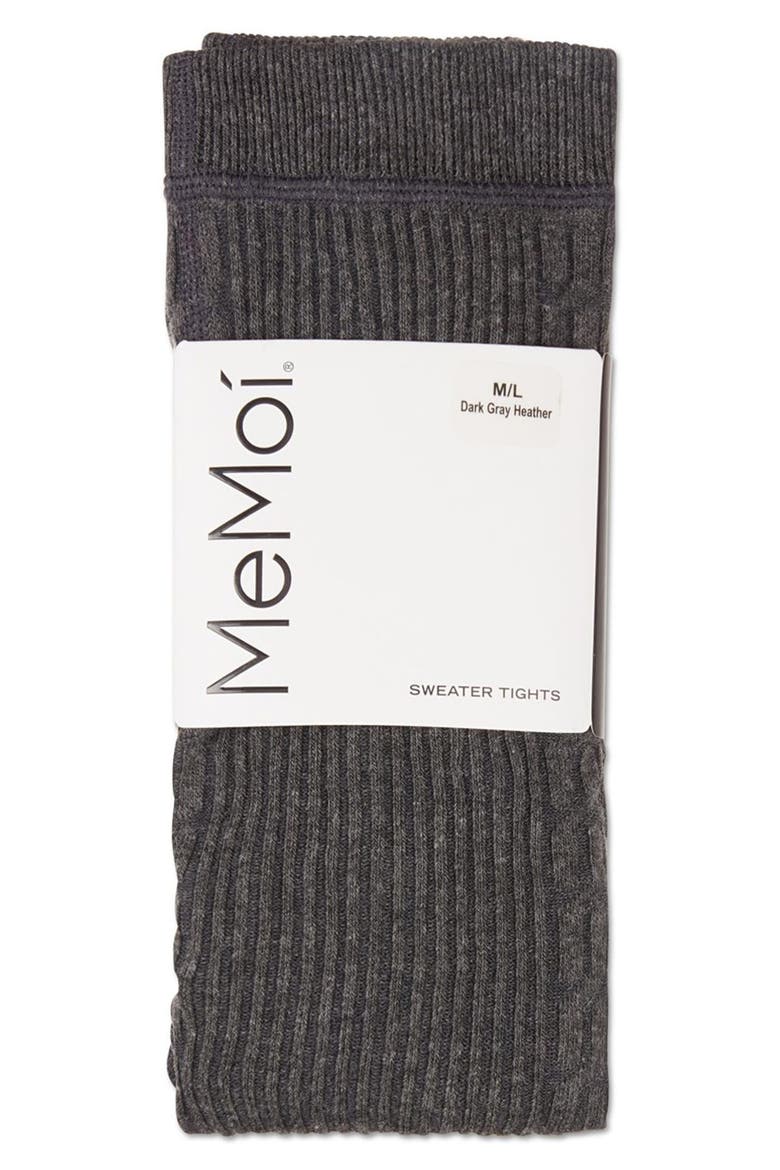 Cable Stitch Sweater Tights, Alternate, color, DARK GRAY HEATHER
