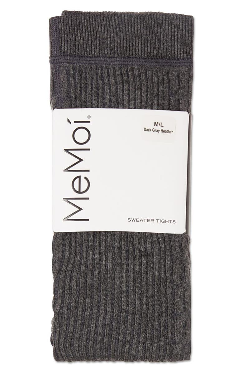 MeMoi Cable Stitch Sweater Tights, Alternate, color, Dark Gray Heather