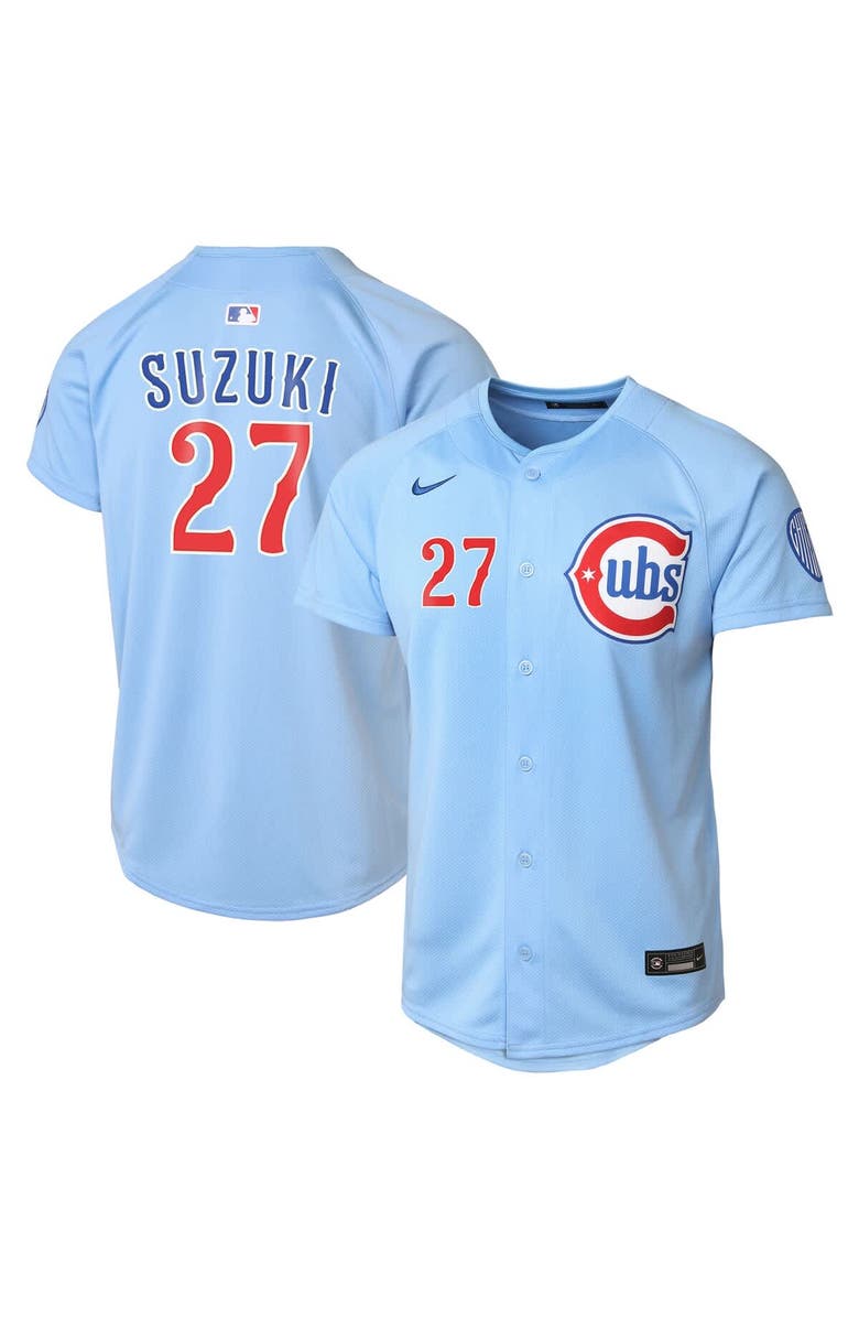 Nike Youth Nike Seiya Suzuki Baby Blue Chicago Cubs 2nd Alternate Limited Player Jersey, Main, color, 