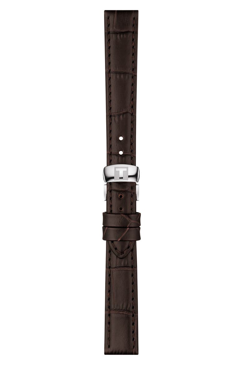 Tradition Swiss Quartz Croc Embossed Leather Strap Watch, 31mm, Alternate, color, SILVER