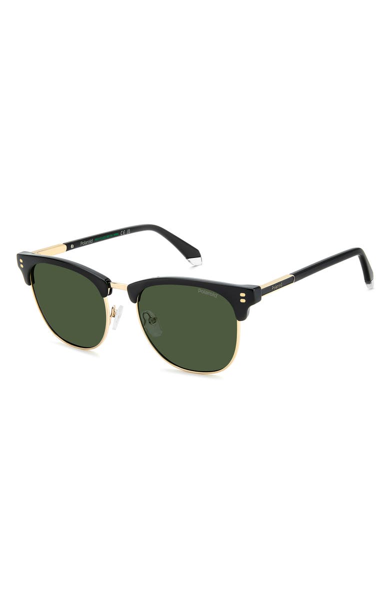 Polaroid 53mm Polarized Rectangular Sunglasses, Alternate, color, Black Gold/ Green