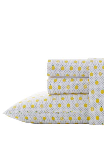 Poppy & Fritz Poppy And Fritz Lemon Print 200 Thread Count Cotton Percale Sheet Set In Multi