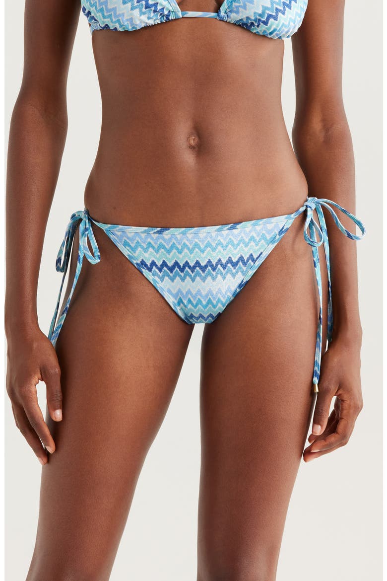 Moriah Metallic Chevron Bikini Bottoms, Main, color, BEACH BLUE CHEVRON