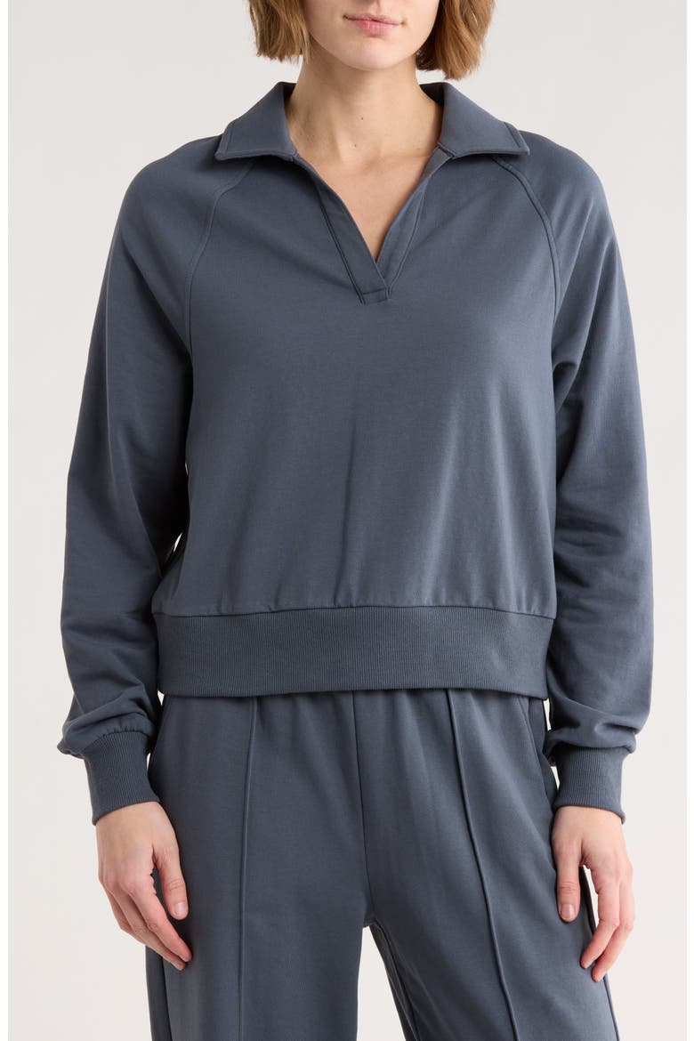 Relay French Terry Polo Sweatshirt, Main, color, NAVY ARMADA