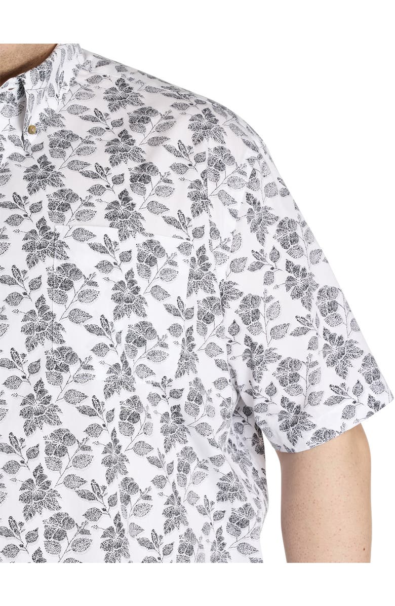 Harbor Bay by DXL Big & Tall Easy-Care Floral Print Sport Shirt, Alternate, color, Black
