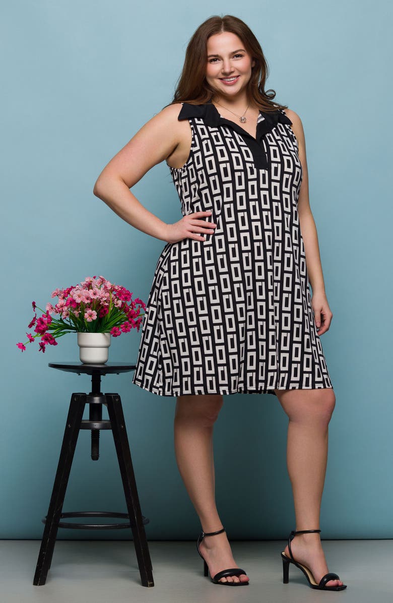 24seven Comfort Apparel Johnny Collar Sleeveless Shift Dress, Alternate, color,