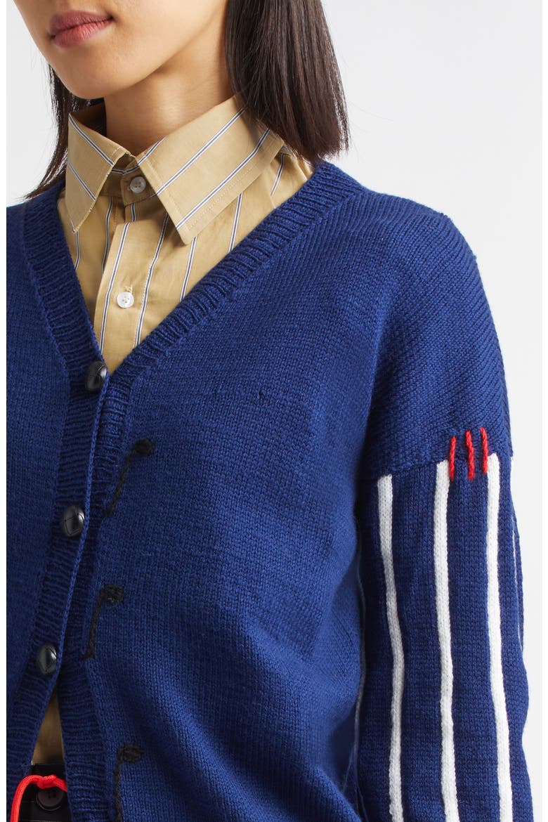 Eighth Note Hand Knit Cardigan, Alternate, color, NAVY BLUE