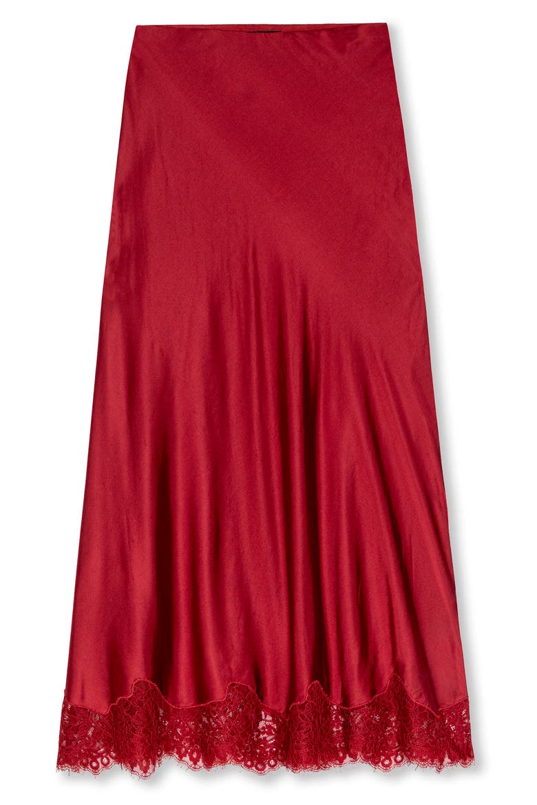 Ebony Lace Trim Midi Skirt, Alternate, color, CRIMSON