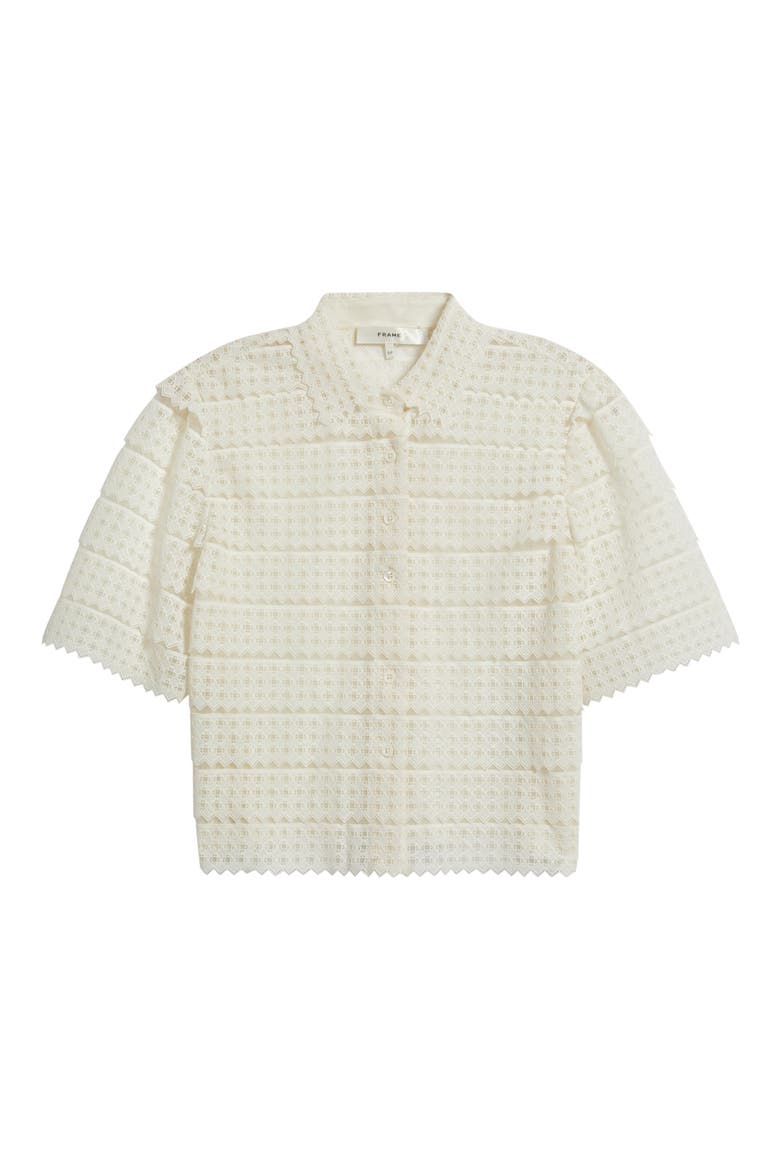 The Lattice Crochet Button-Up Top, Alternate, color, CREAM