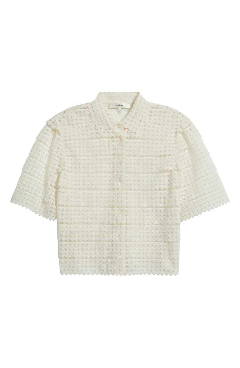FRAME The Lattice Crochet Button-Up Top, Alternate, color, Cream