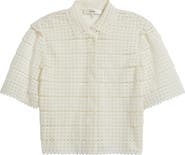 FRAME The Lattice Crochet Button-Up Top