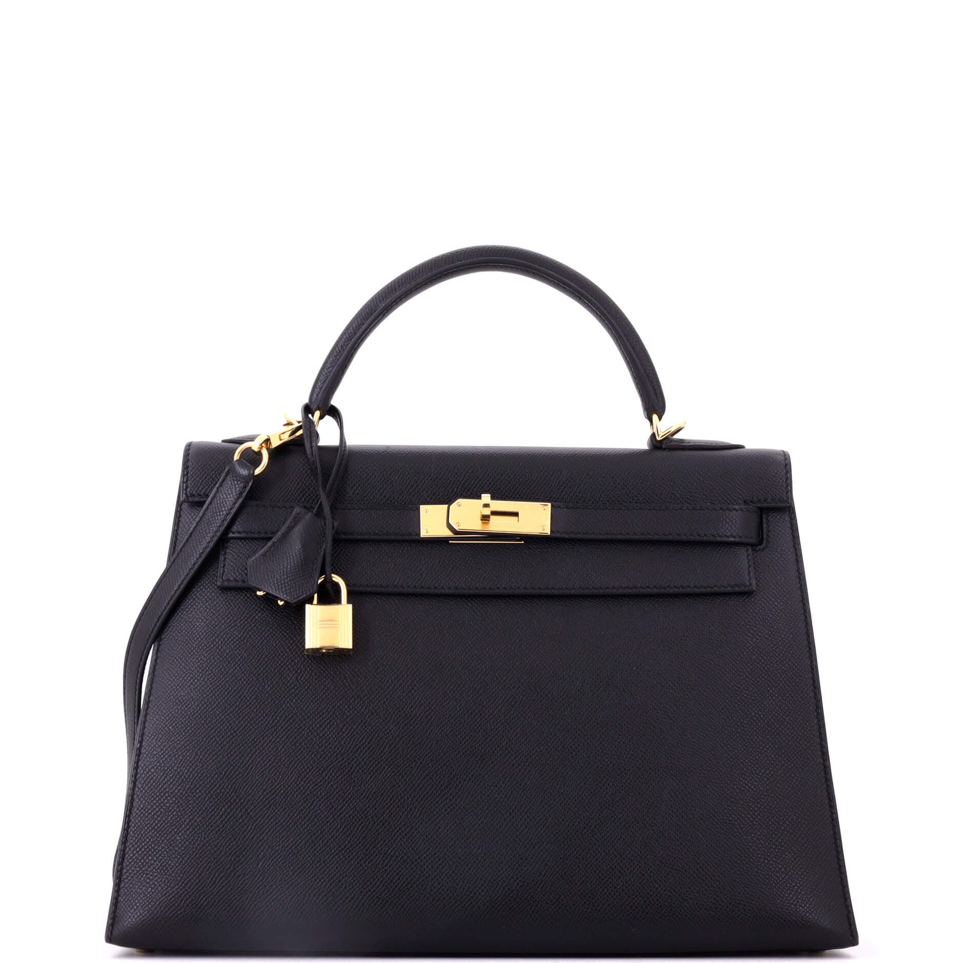 Kelly Handbag Black Epsom with Gold Hardware 32, Main, color, Black