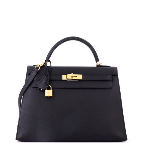 Kelly Handbag Black Epsom with Gold Hardware 32