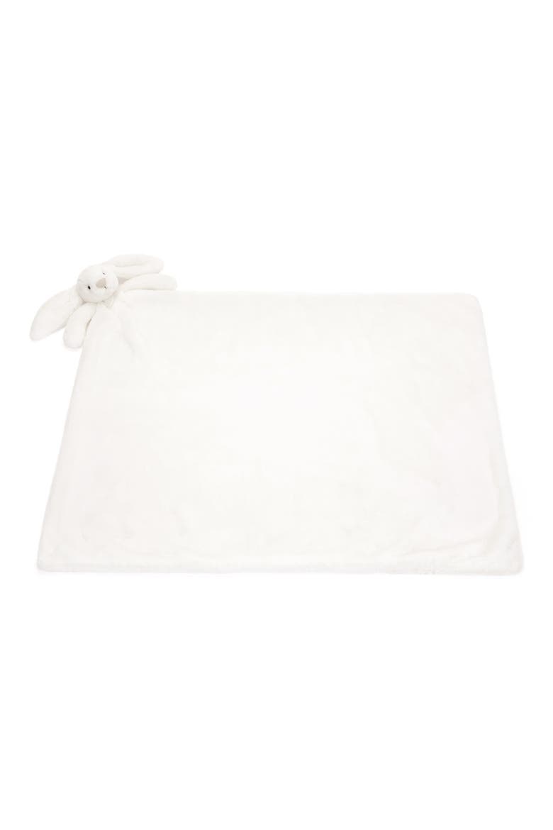 Bashful Luxe Bunny Luna Blankie, Main, color, WHITE