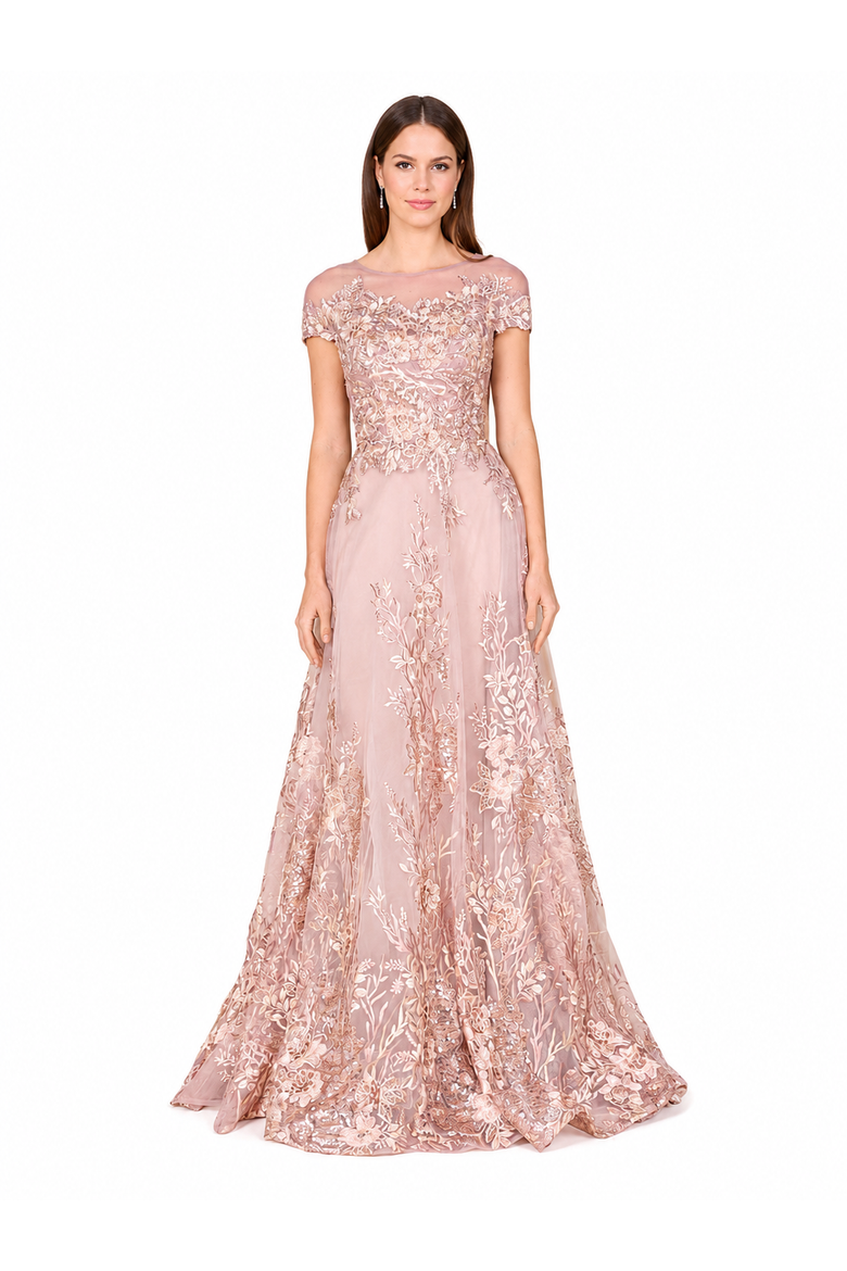 Beautiful Lace Applique A-line Ball Gown, Main, color, DustyRose