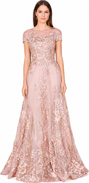 LARA New York Beautiful Lace Applique A-line Ball Gown