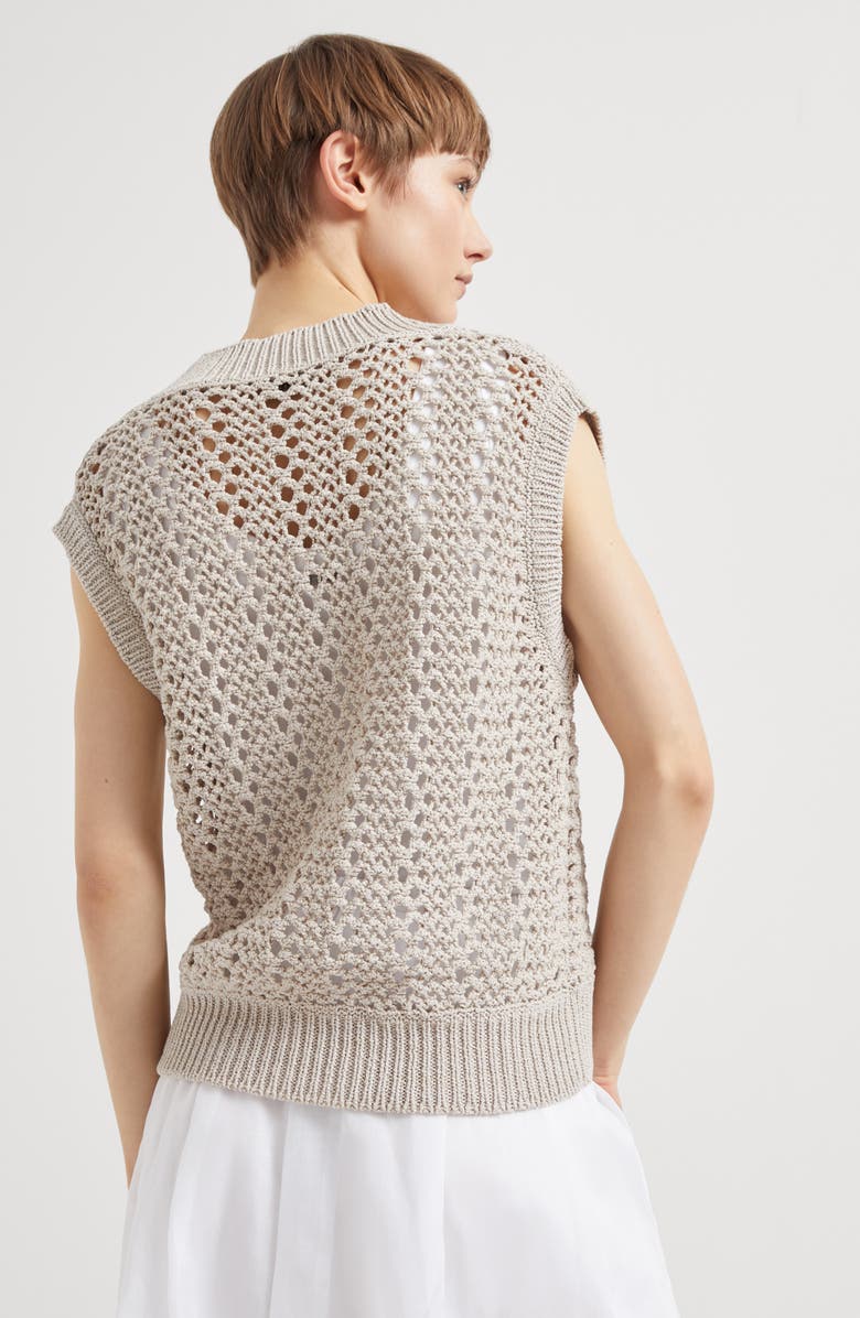 Brunello Cucinelli Mesh knit top, Alternate, color,