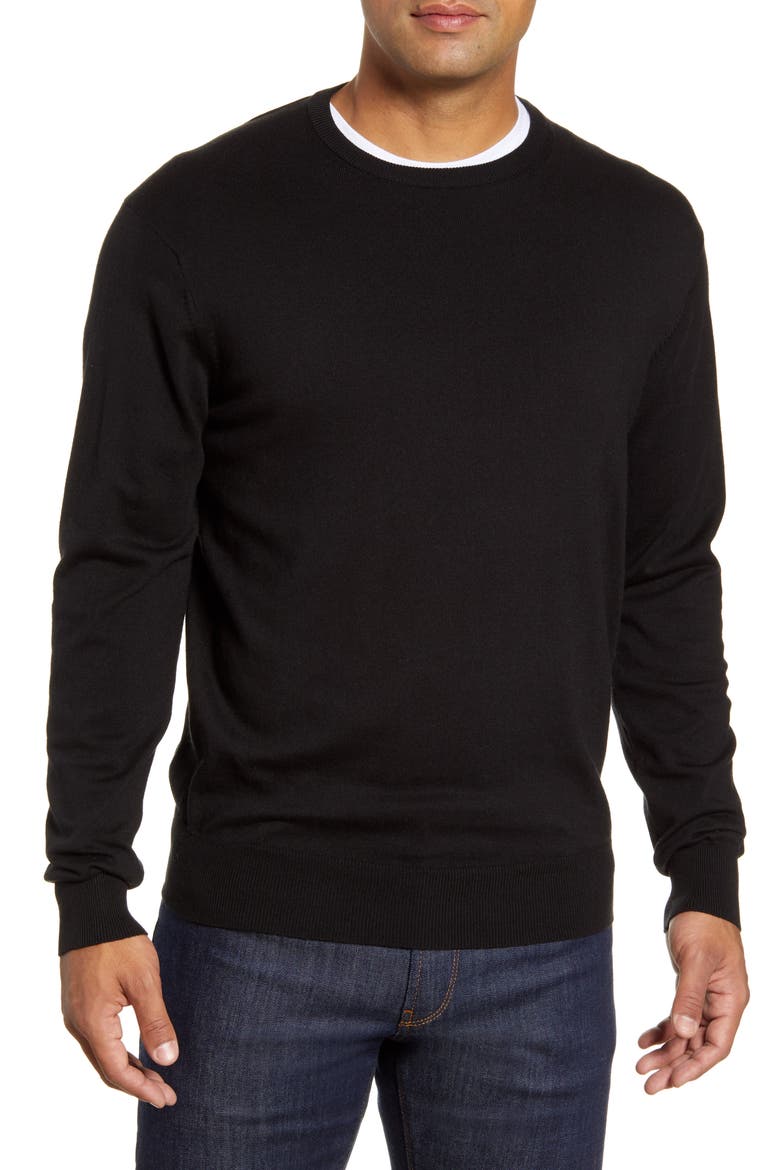 Crown Crewneck Sweater, Main, color, BLACK
