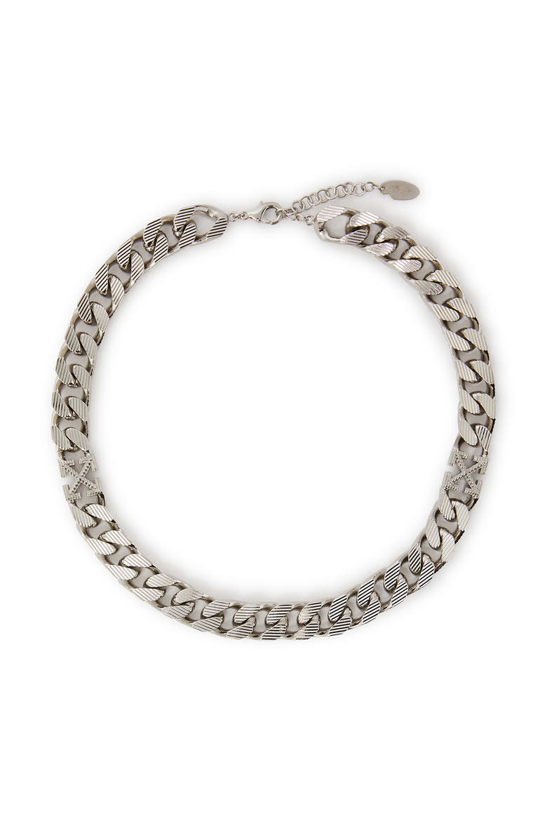 Men's Arrow Chain Textured Necklace, Main, color, Silver