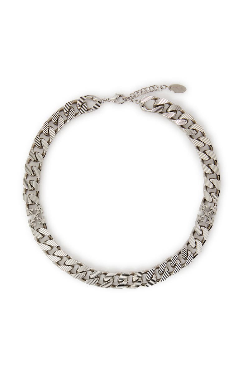 OFF WHITE Men's Arrow Chain Textured Necklace, Main, color,