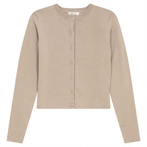Cropped Ribbed Button Front Knit Cardigan