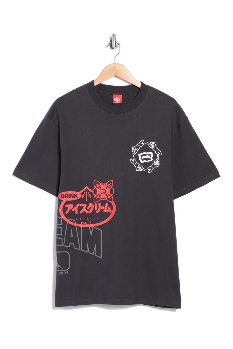 Overlay Cotton Jersey Graphic T-Shirt, Main, color, CHARCOAL ART