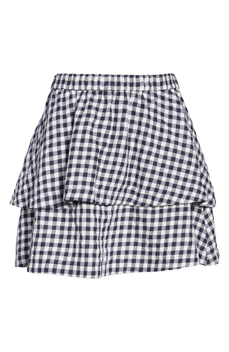 Madewell Gingham Tiered Miniskirt, Alternate, color, 