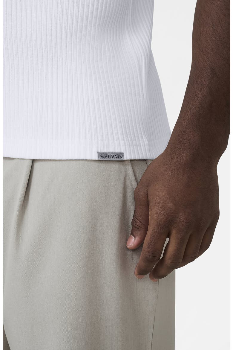 Elysee Slim Ribbed Revere Polo, Alternate, color, White